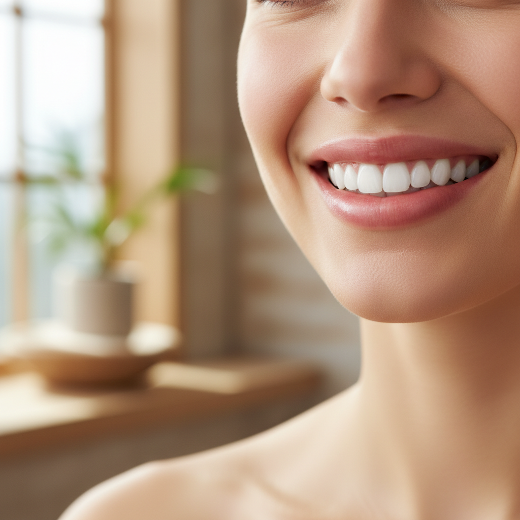 Close-up of a bright, healthy, natural-looking smile