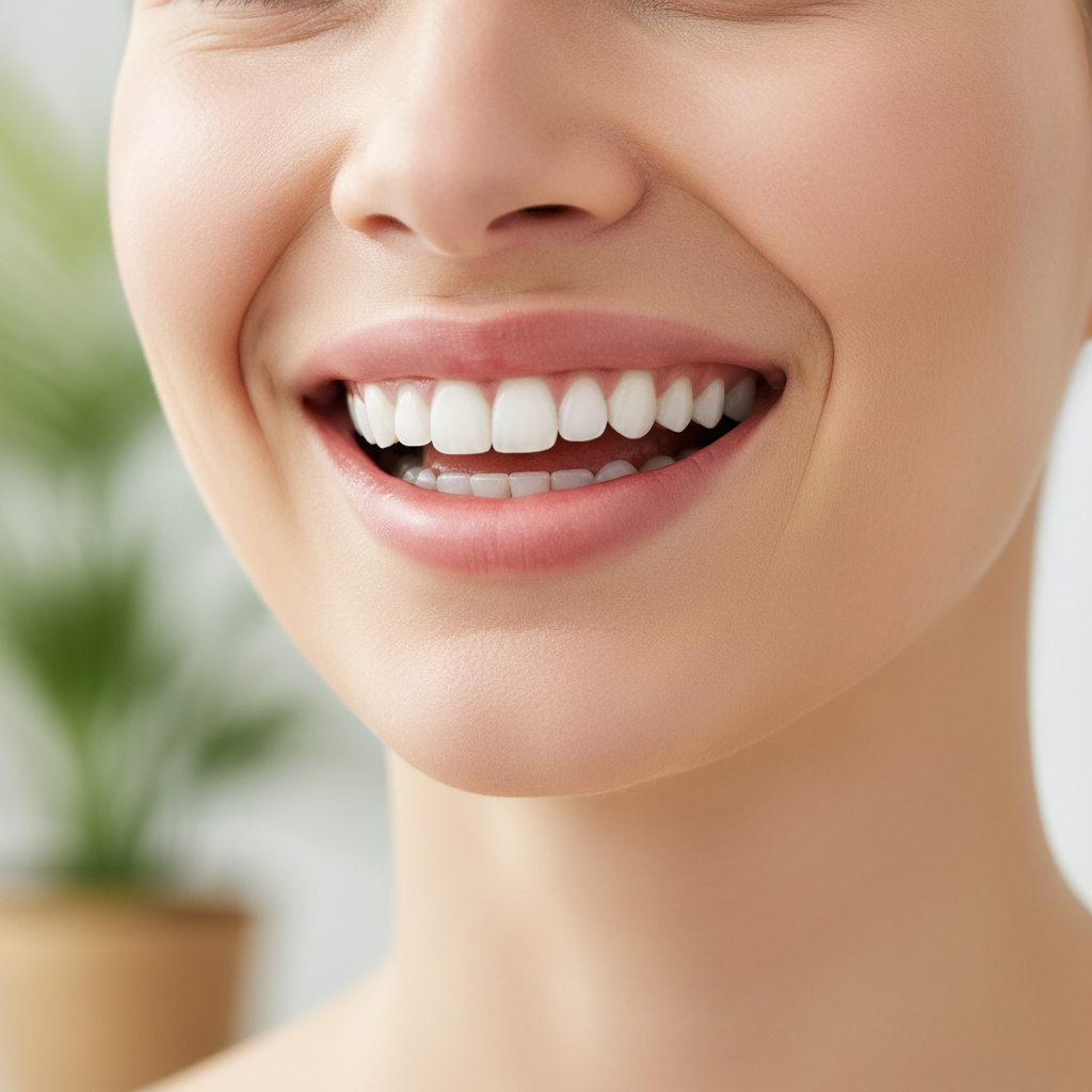 Close-up of a bright, healthy, natural-looking smile